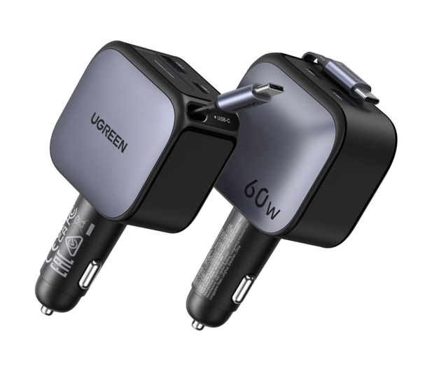 UGREEN Ładowarka samochodowa EC602USB-C + USB60W z kablem szara - 1416998 - zdjęcie 2